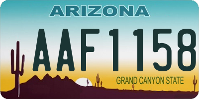 AZ license plate AAF1158