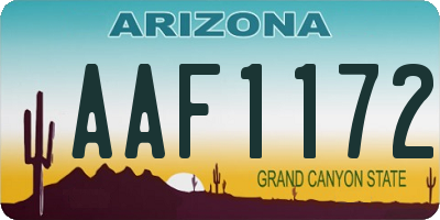 AZ license plate AAF1172