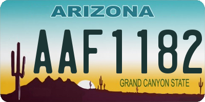 AZ license plate AAF1182