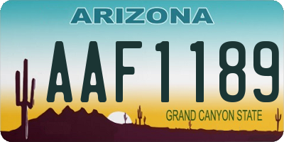 AZ license plate AAF1189