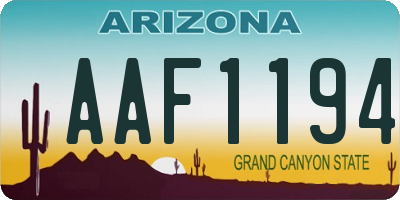 AZ license plate AAF1194