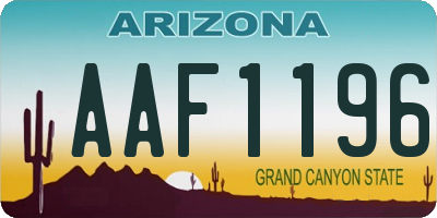 AZ license plate AAF1196