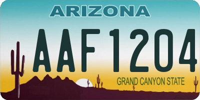 AZ license plate AAF1204