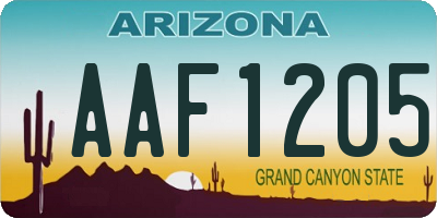 AZ license plate AAF1205