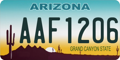 AZ license plate AAF1206