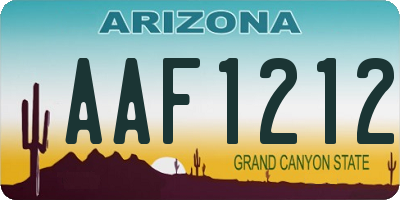 AZ license plate AAF1212