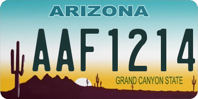 AZ license plate AAF1214