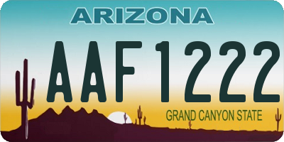 AZ license plate AAF1222