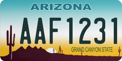 AZ license plate AAF1231