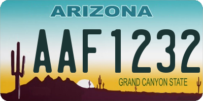 AZ license plate AAF1232