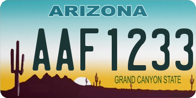 AZ license plate AAF1233