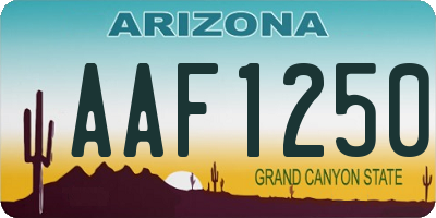 AZ license plate AAF1250