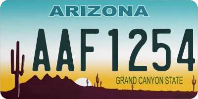 AZ license plate AAF1254