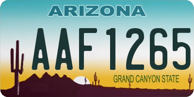 AZ license plate AAF1265