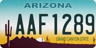 AZ license plate AAF1289