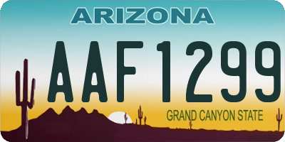 AZ license plate AAF1299