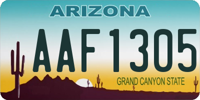 AZ license plate AAF1305