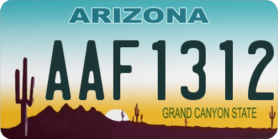 AZ license plate AAF1312