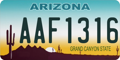 AZ license plate AAF1316