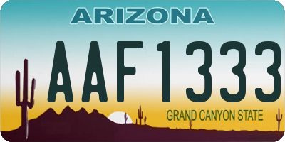 AZ license plate AAF1333