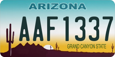 AZ license plate AAF1337