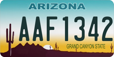 AZ license plate AAF1342