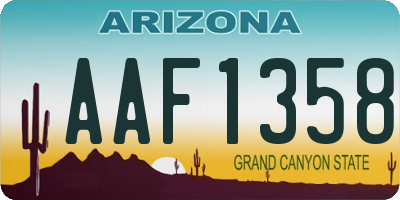 AZ license plate AAF1358