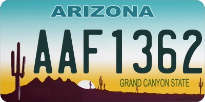 AZ license plate AAF1362