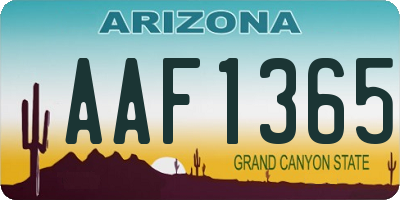 AZ license plate AAF1365