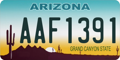 AZ license plate AAF1391