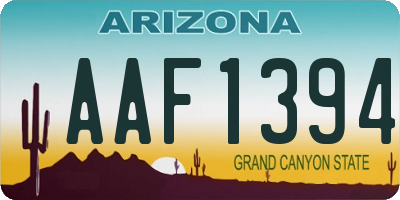 AZ license plate AAF1394