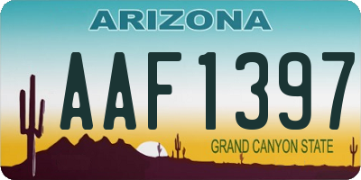 AZ license plate AAF1397