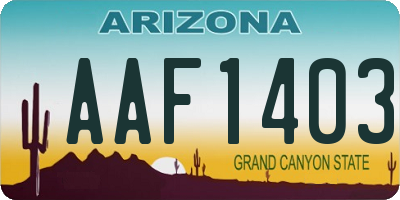 AZ license plate AAF1403
