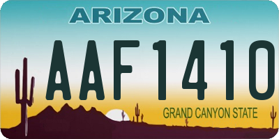 AZ license plate AAF1410