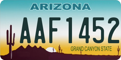 AZ license plate AAF1452