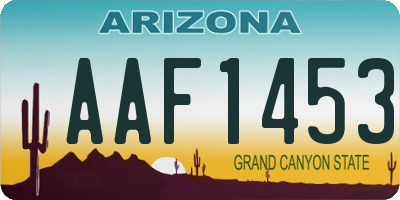 AZ license plate AAF1453