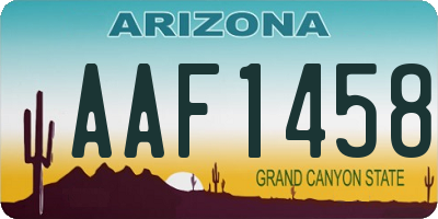 AZ license plate AAF1458