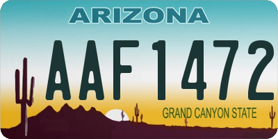 AZ license plate AAF1472