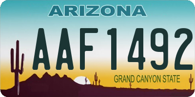 AZ license plate AAF1492