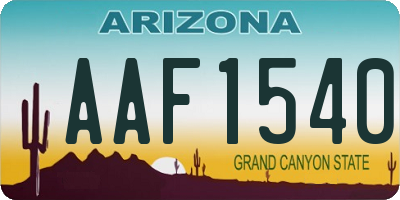AZ license plate AAF1540