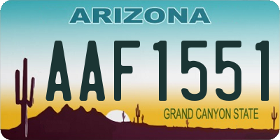 AZ license plate AAF1551