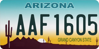 AZ license plate AAF1605