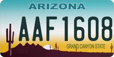 AZ license plate AAF1608