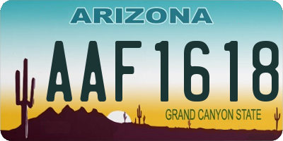 AZ license plate AAF1618