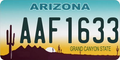 AZ license plate AAF1633