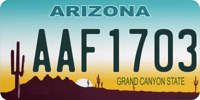 AZ license plate AAF1703