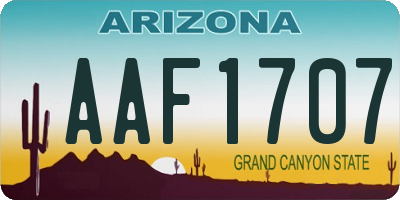 AZ license plate AAF1707