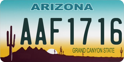 AZ license plate AAF1716
