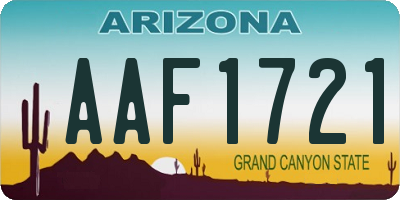 AZ license plate AAF1721