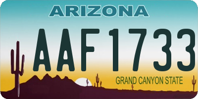 AZ license plate AAF1733